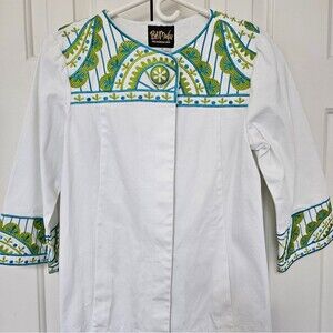 Vintage Bob Mackie Wearable Art to Wear Small White Embroidered Jacket EUC